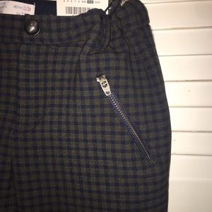Zara Girl Classic Plaid Crop Slacks sz11-12, olive